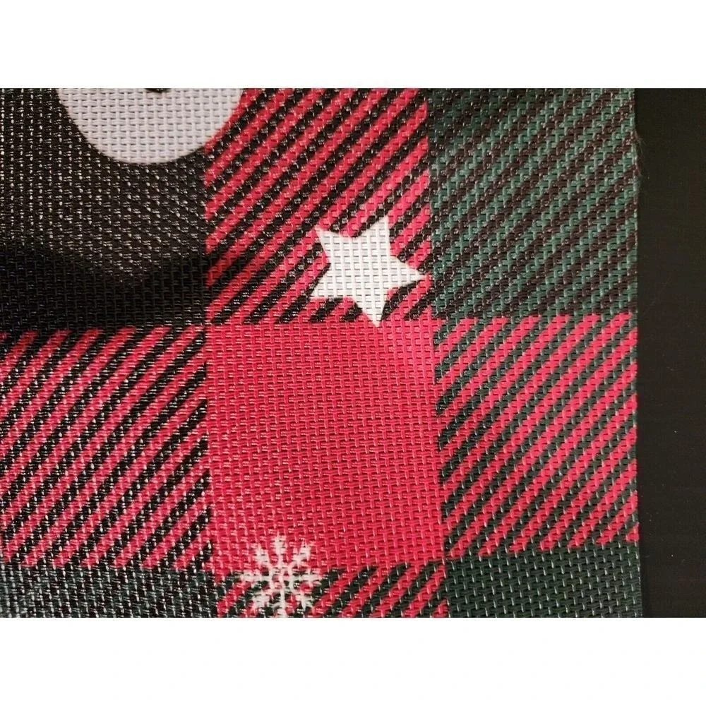 Christmas Buffalo‎ Plaid Placemats Set of 4 Red Green Reindeer Gingerbread Tree